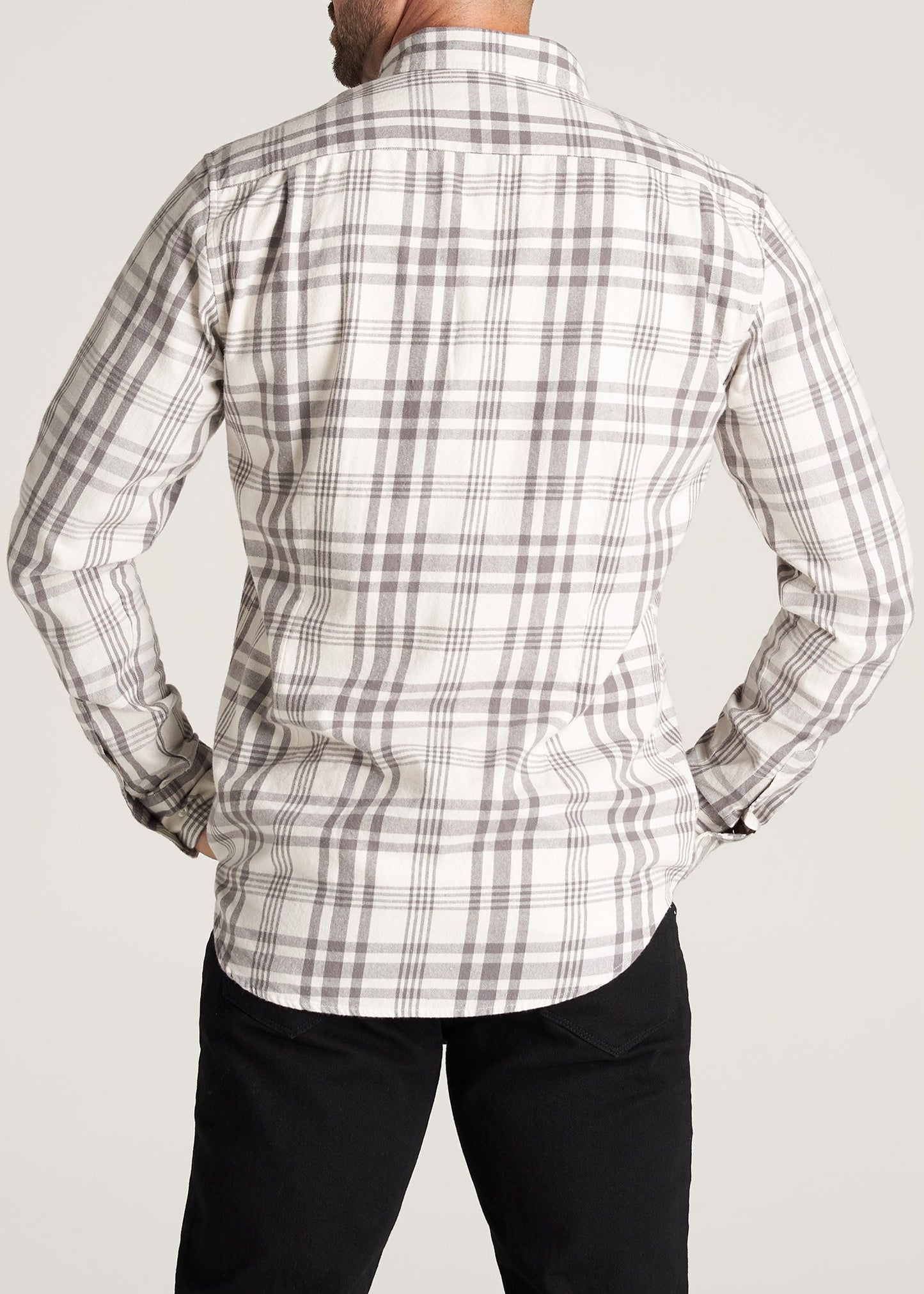 American-Tall-Men-Nelson-ButtonDown-Shirt-GreyPlaid-back