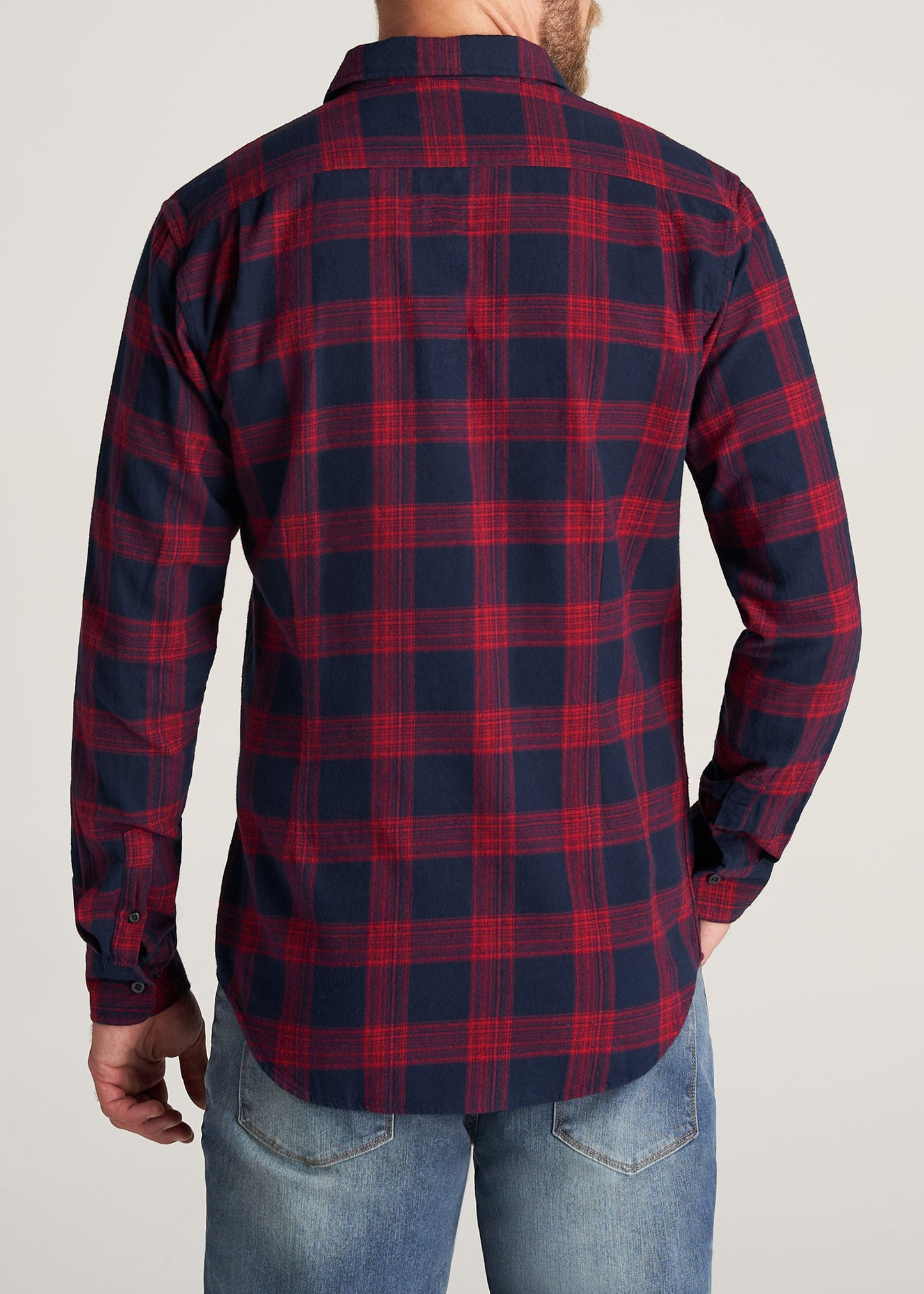 American-Tall-Men-Nelson-Flannel-RedNavy-back