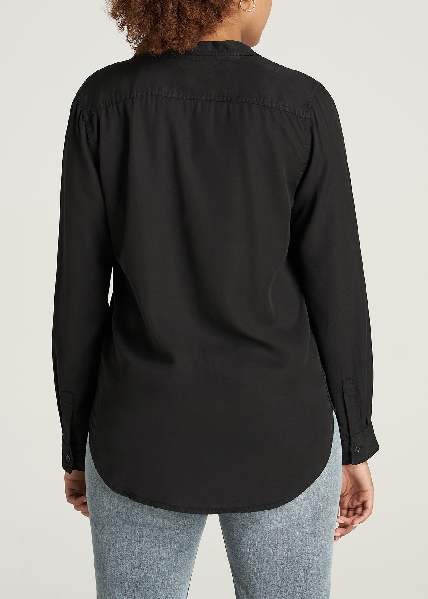 American-Tall-Women-Classic-Fit-Tencel-Shirt-Black-back