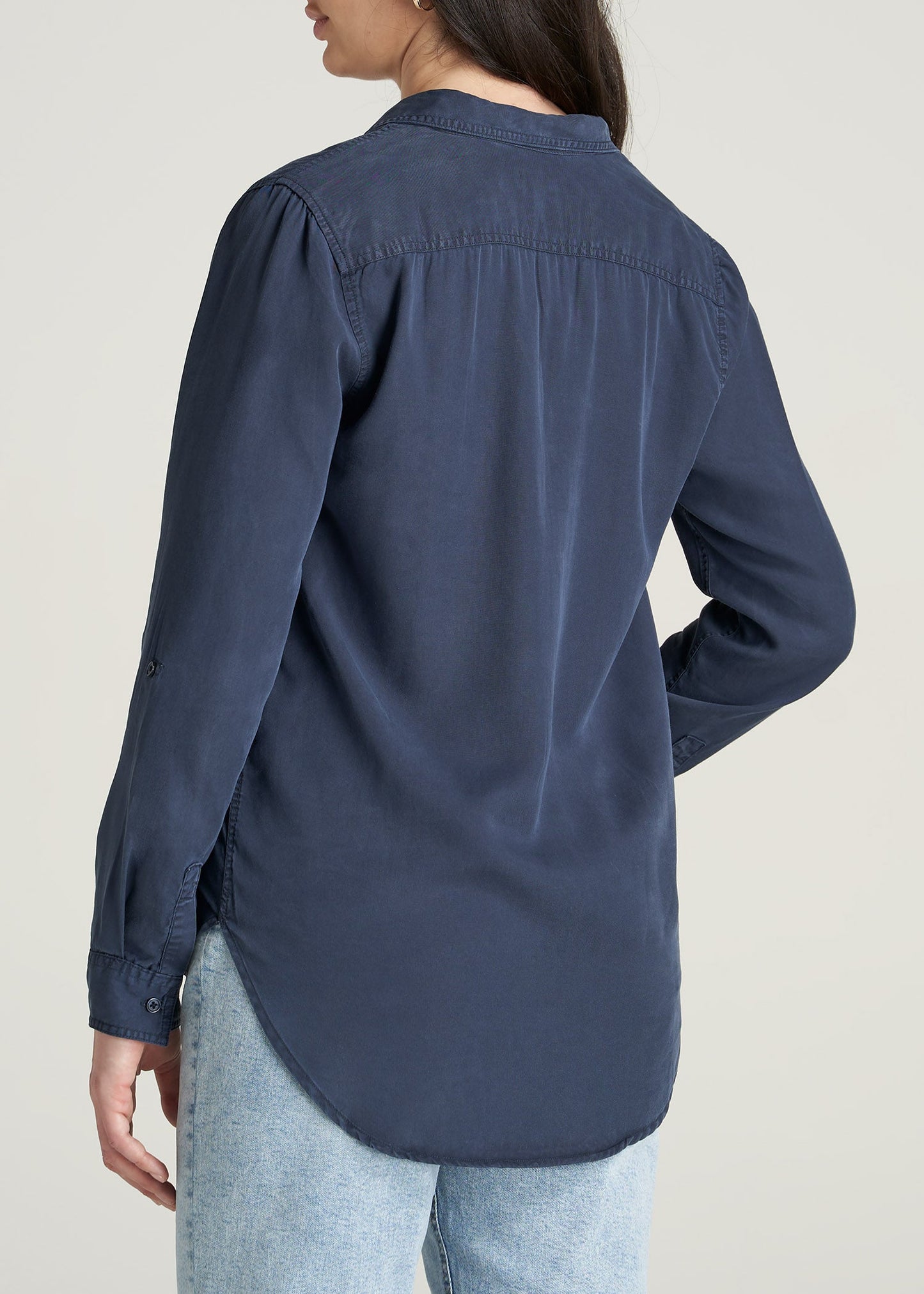 American-Tall-Women-Classic-Fit-Tencel-Shirt-Navy-back