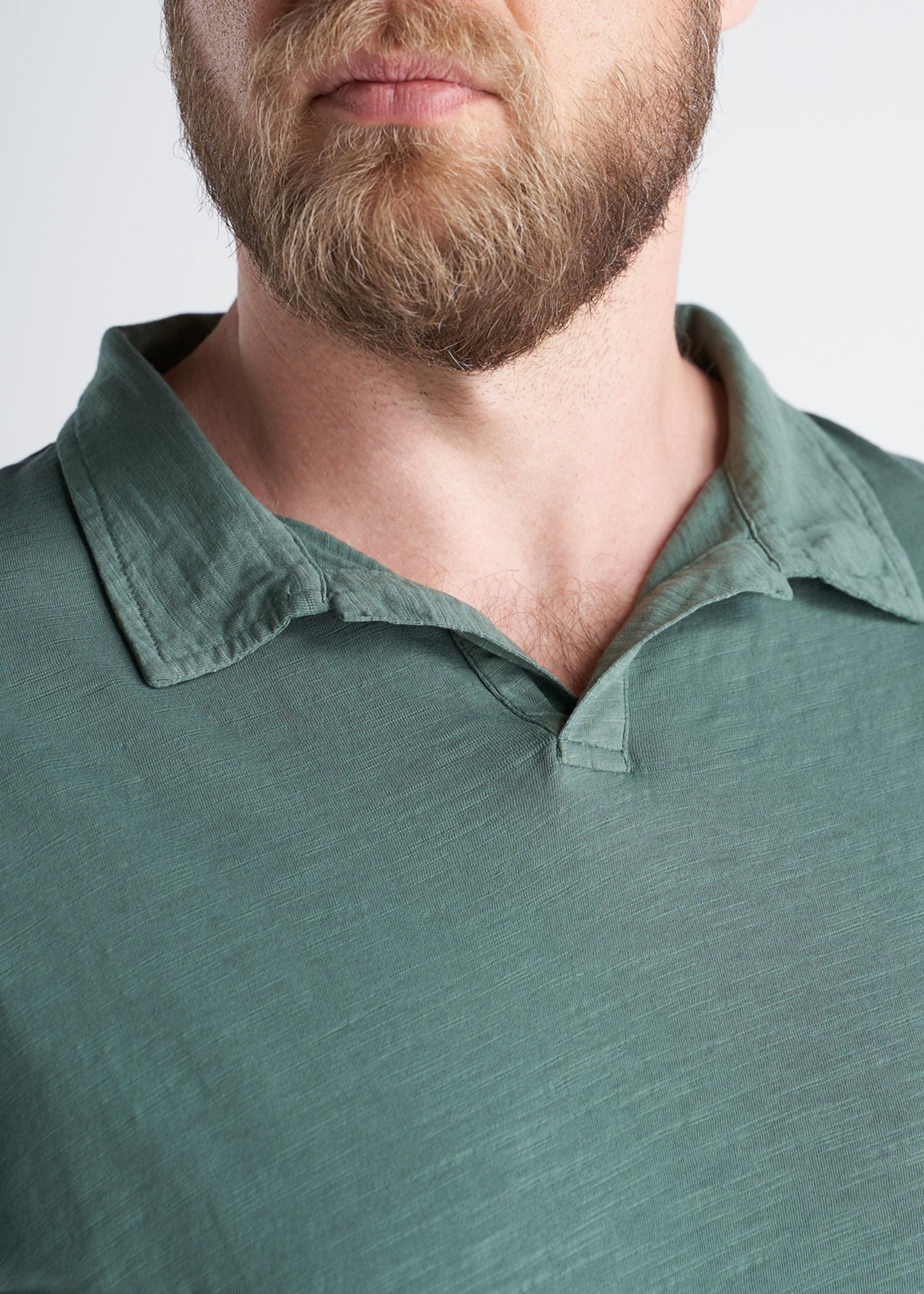 American_Tall_Mens_Slub_Polo_ForestGreen-neck
