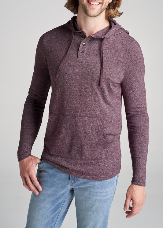 American-Tall-Men-3Button-Hoodied-LongSleeve-BurgundyMix-front