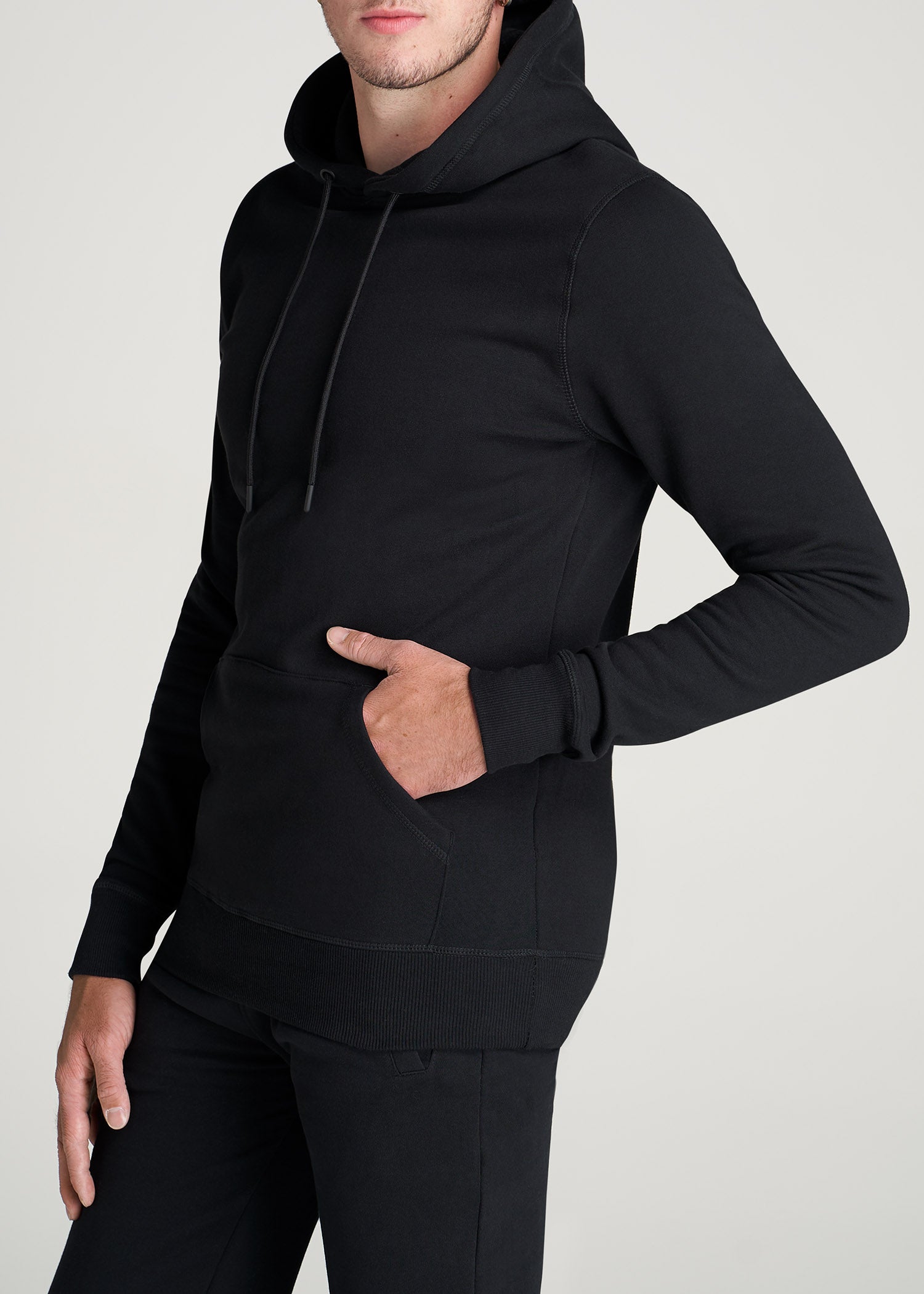 American-Tall-Men-80-20-Fleece-Pullover-Tall-Hoodie-Black-side