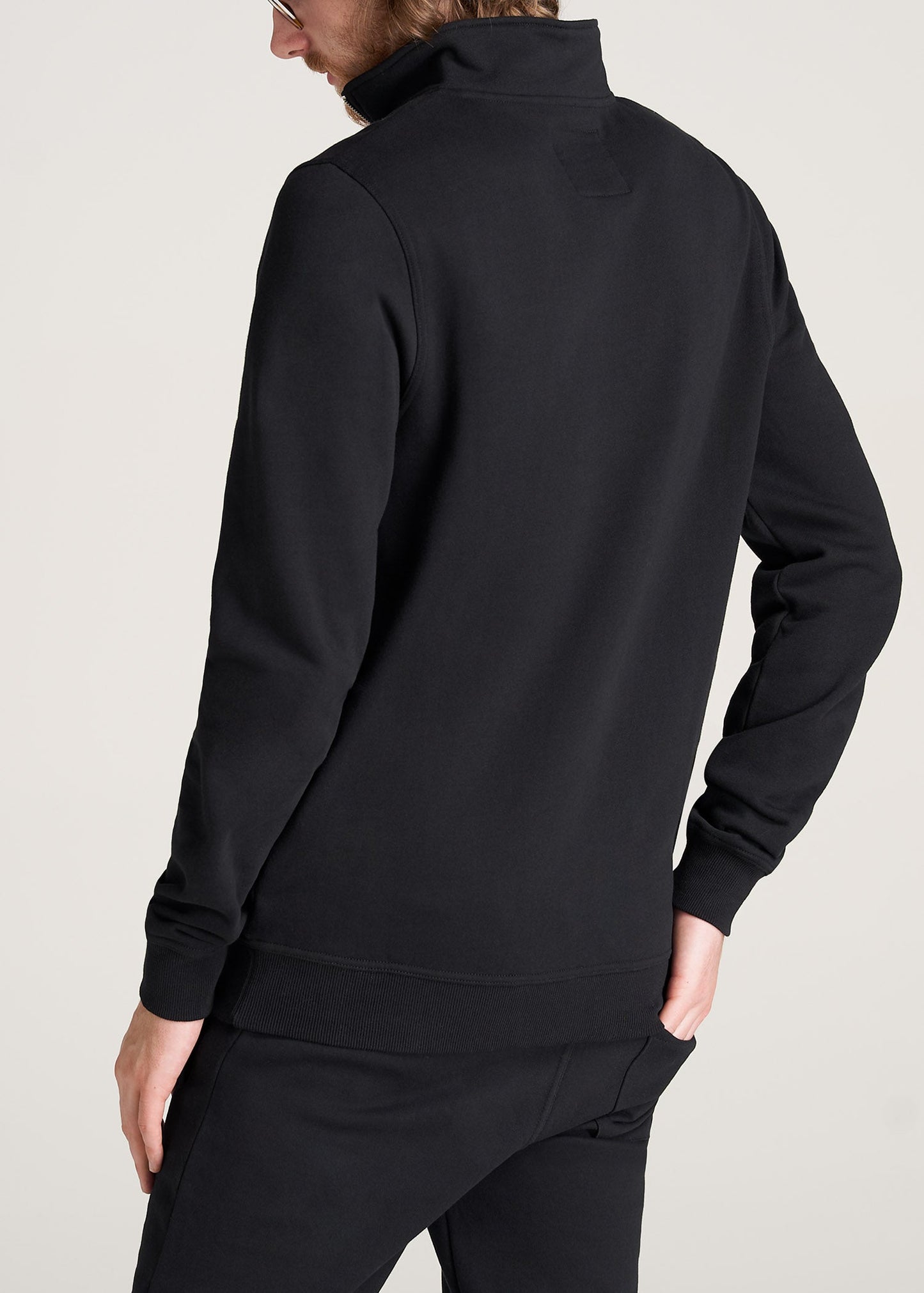 American-Tall-Men-8020-Fleece-1-4Zip-Sweatshirt-Black-back