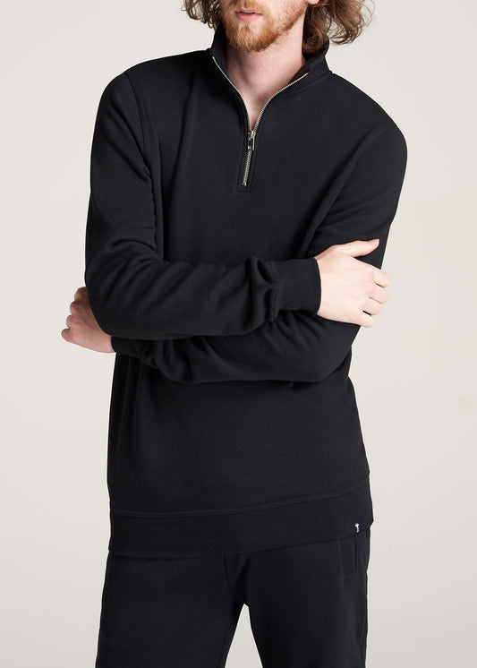 American-Tall-Men-8020-Fleece-1-4Zip-Sweatshirt-Black-front