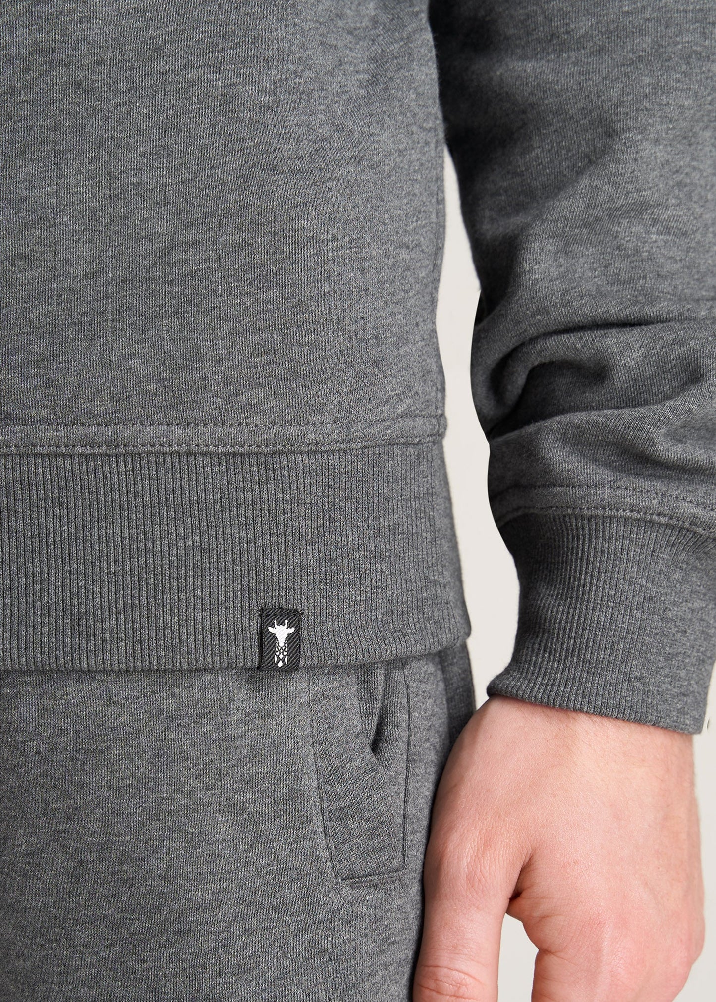 American-Tall-Men-8020-Fleece-1-4Zip-Sweatshirt-CharcoalMix-detail
