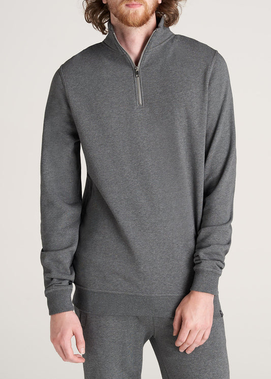 American-Tall-Men-8020-Fleece-1-4Zip-Sweatshirt-CharcoalMix-front