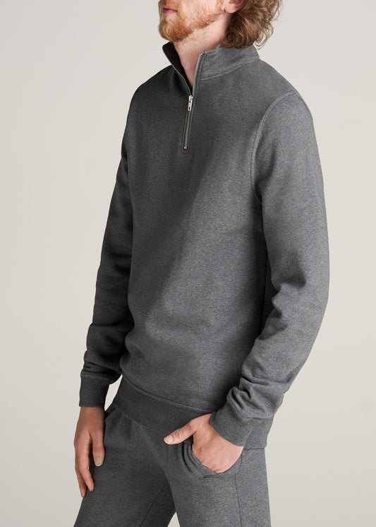 American-Tall-Men-8020-Fleece-1-4Zip-Sweatshirt-CharcoalMix-side