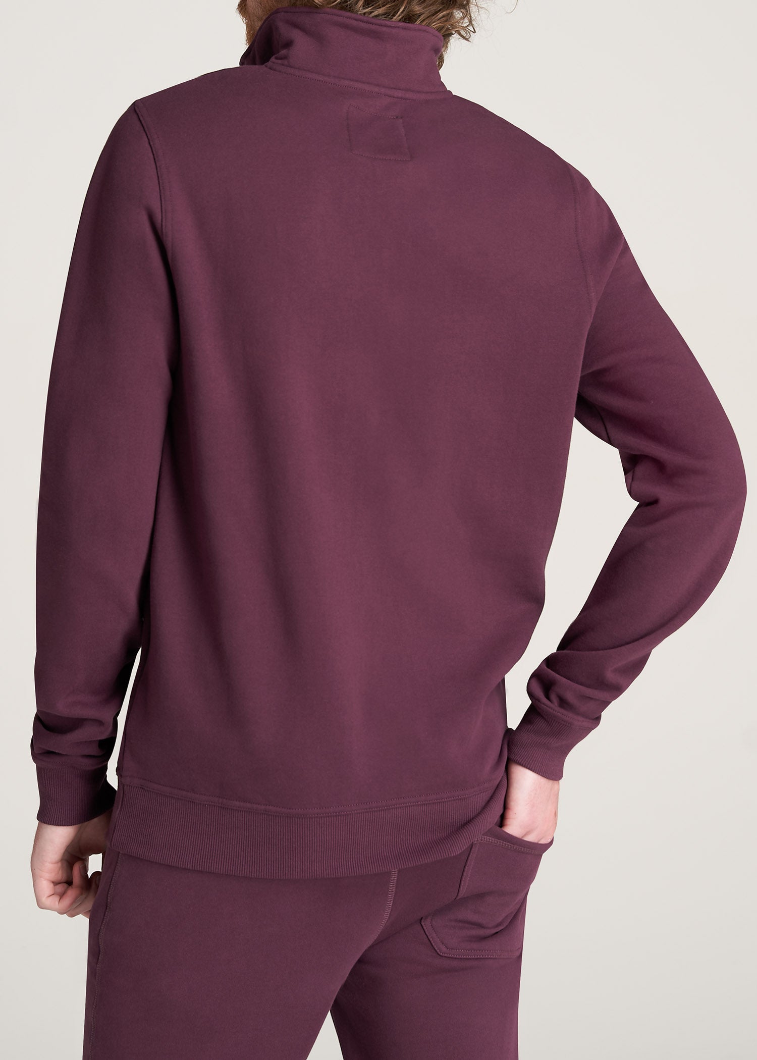 American-Tall-Men-8020-Fleece-1-4Zip-Sweatshirt-Maroon-back