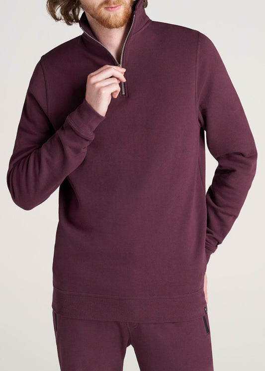American-Tall-Men-8020-Fleece-1-4Zip-Sweatshirt-Maroon-front