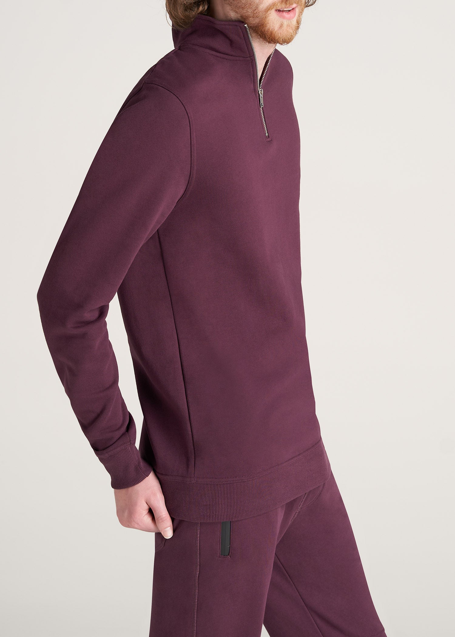 American-Tall-Men-8020-Fleece-1-4Zip-Sweatshirt-Maroon-side
