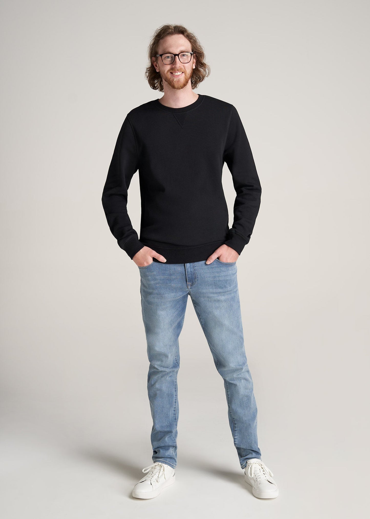 American-Tall-Men-8020-Fleece-CrewNeck-Sweatshirt-Black-full