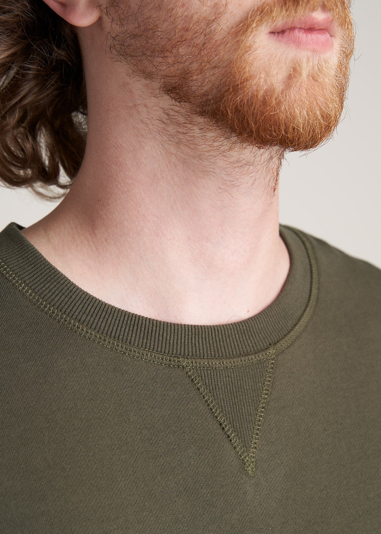 American-Tall-Men-8020-Fleece-CrewNeck-Sweatshirt-CamoGreen-detail
