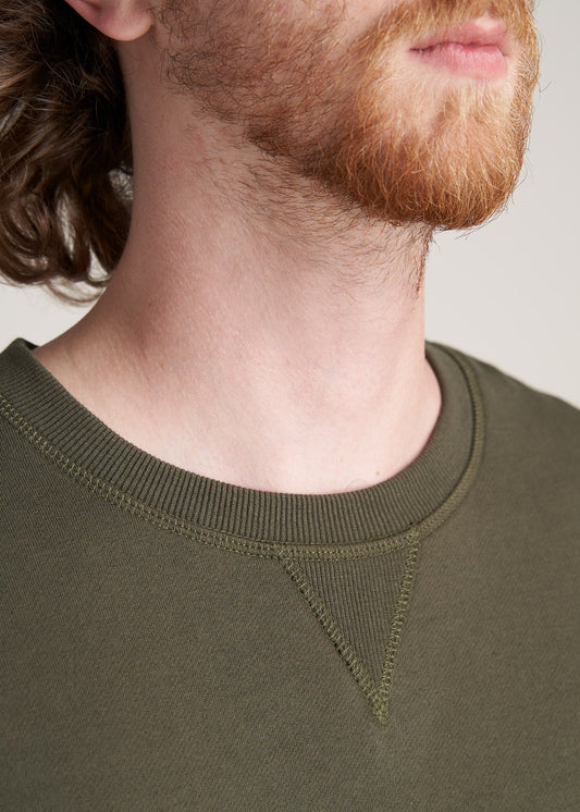 American-Tall-Men-8020-Fleece-CrewNeck-Sweatshirt-CamoGreen-detail