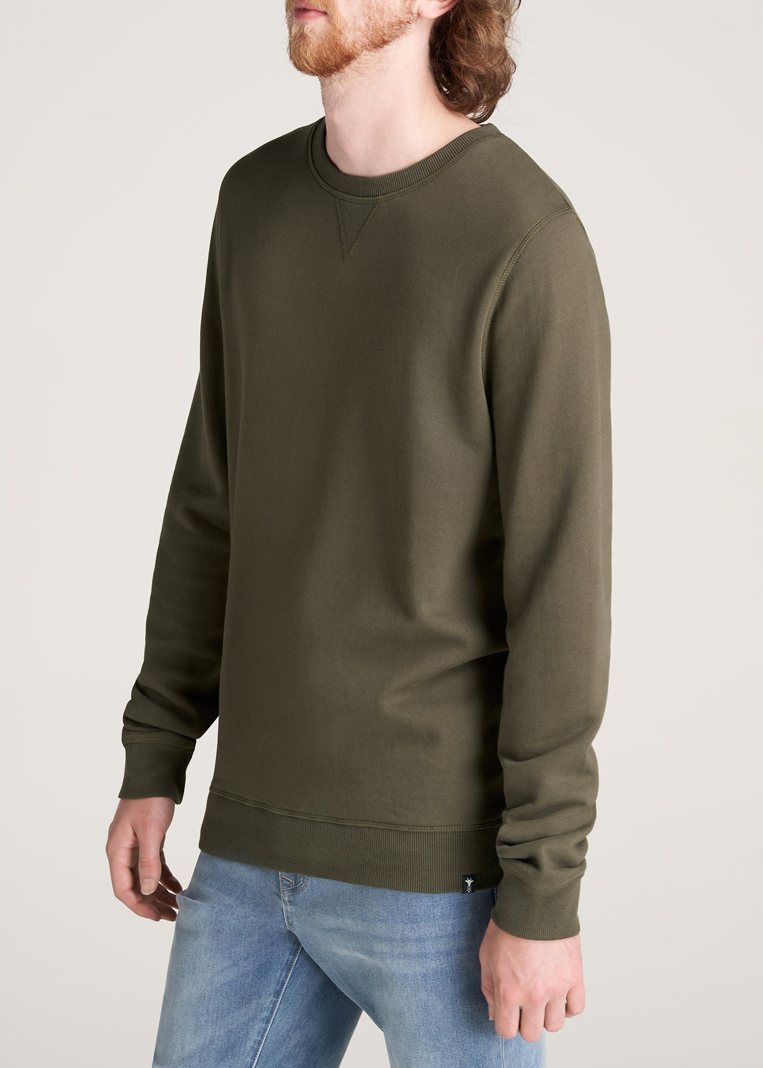 American-Tall-Men-8020-Fleece-CrewNeck-Sweatshirt-CamoGreen-side