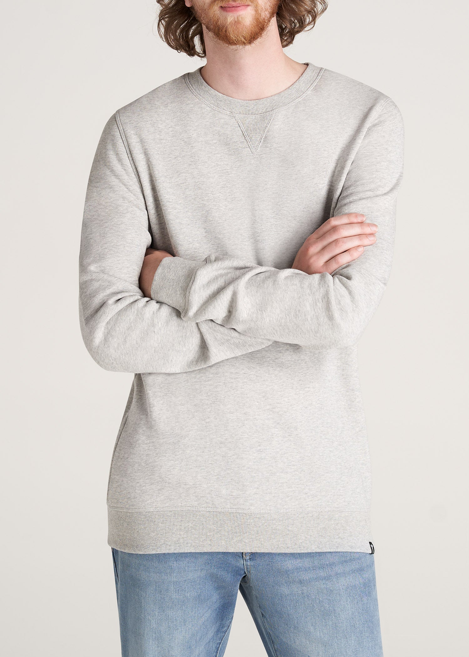    American-Tall-Men-8020-Fleece-CrewNeck-Sweatshirt-GreyMix-front