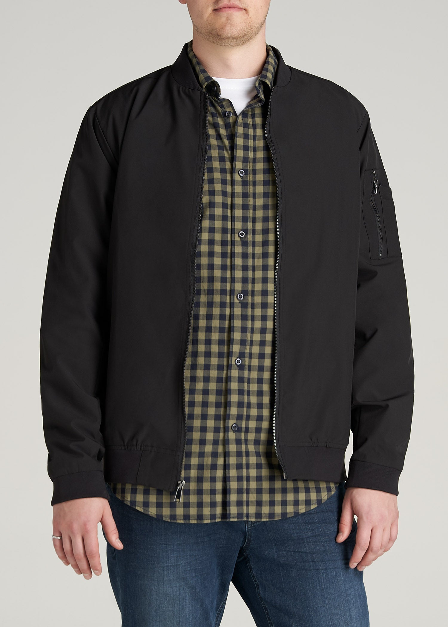    American-Tall-Men-Bomber-Jacket-Black-front