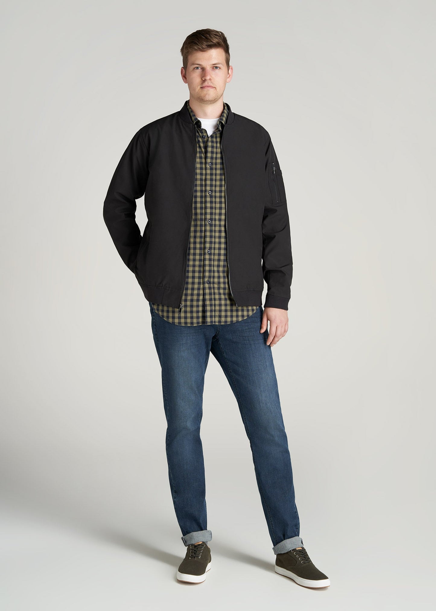       American-Tall-Men-Bomber-Jacket-Black-full
