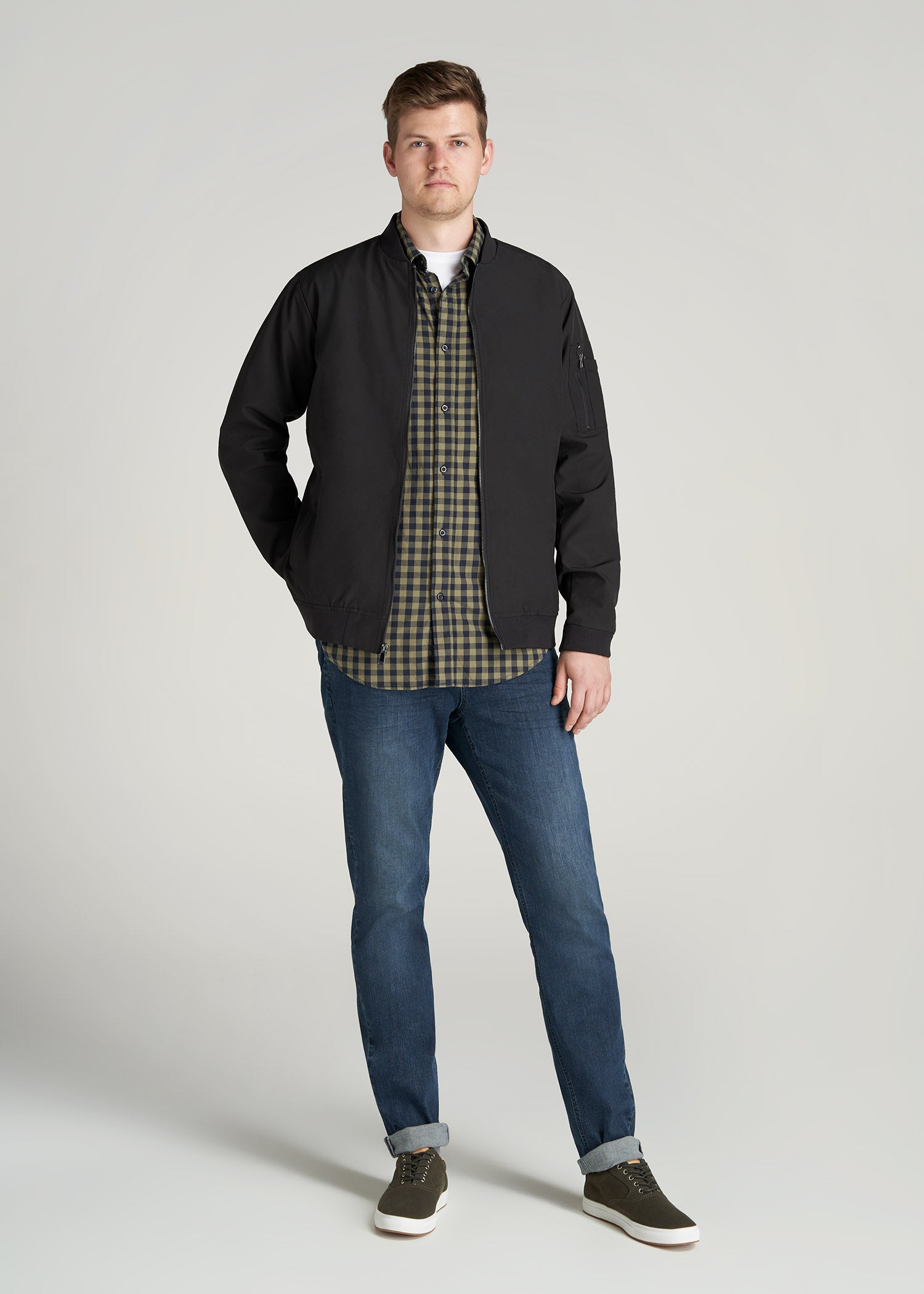       American-Tall-Men-Bomber-Jacket-Black-full