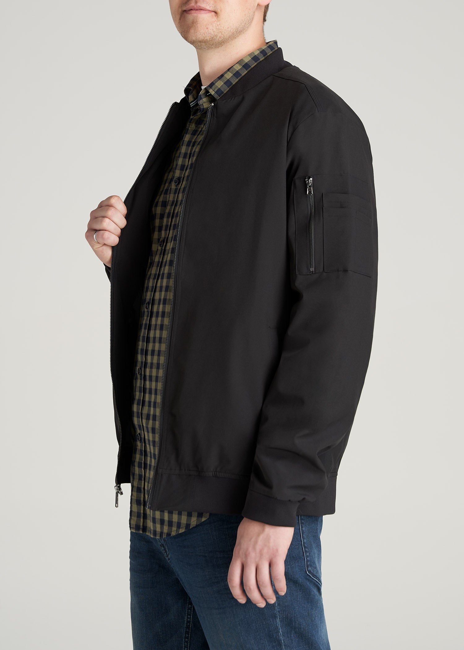    American-Tall-Men-Bomber-Jacket-Black-side