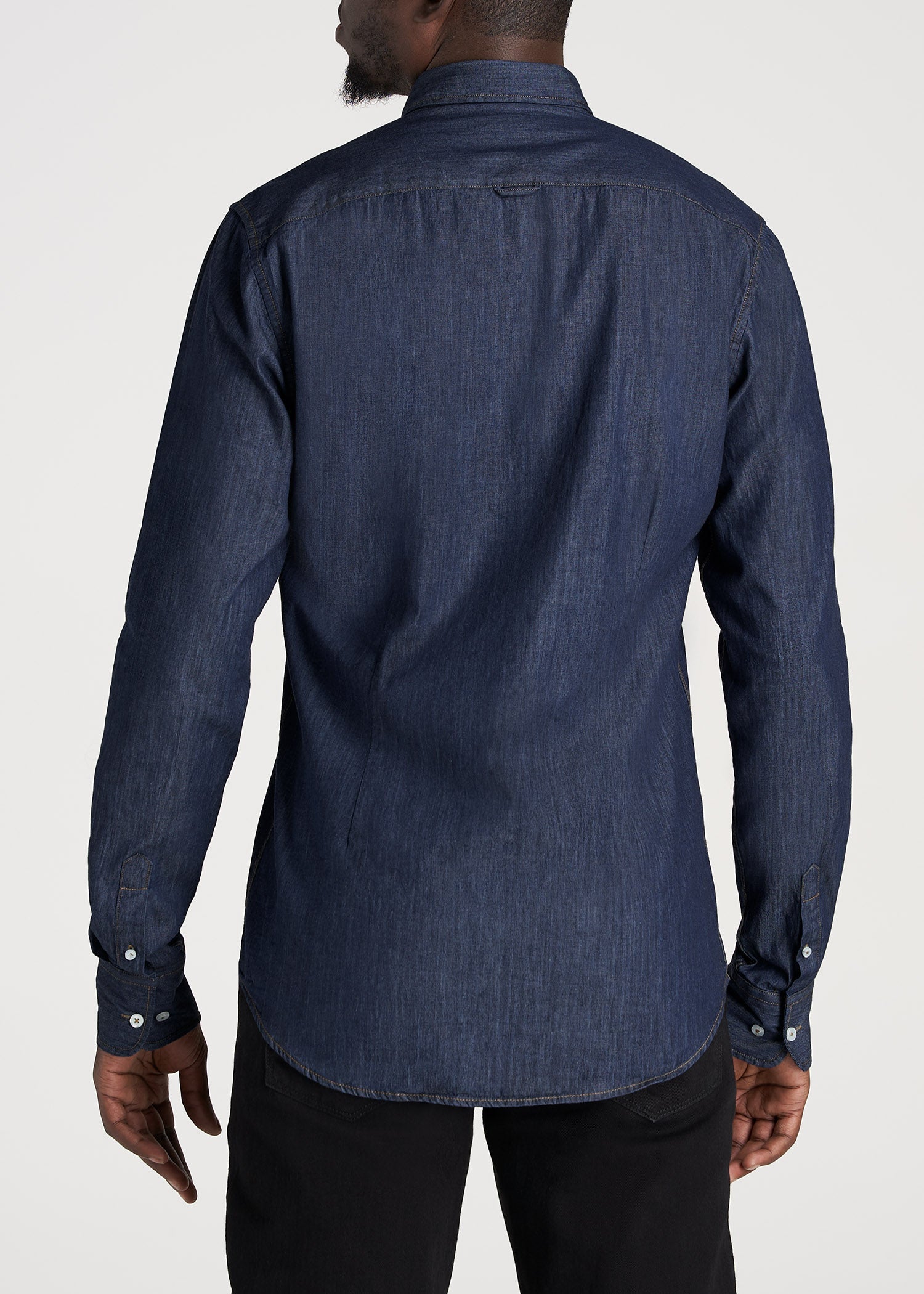    American-Tall-Men-Chambray-ButtonDown-Shirt-DarkChambray-back