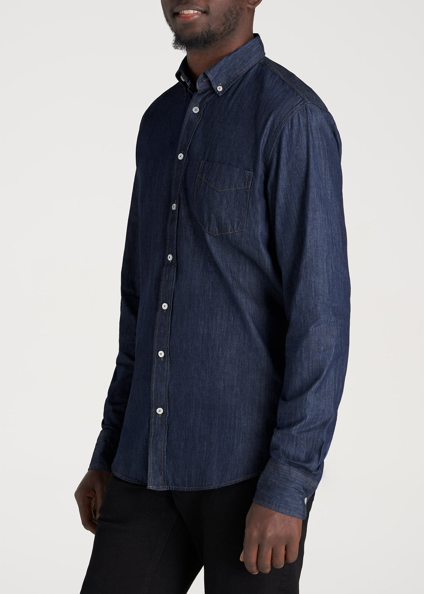     American-Tall-Men-Chambray-ButtonDown-Shirt-DarkChambray-side