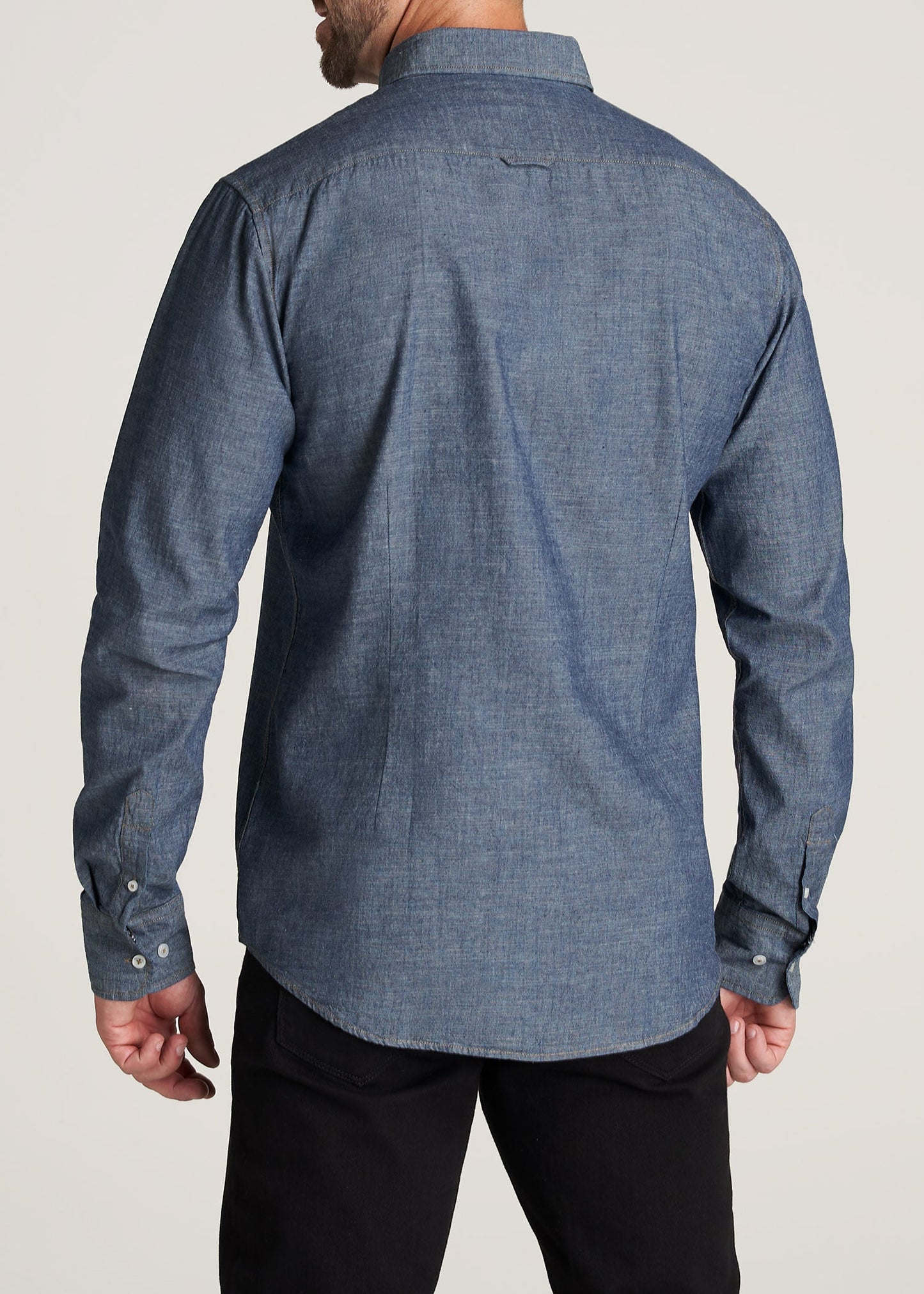    American-Tall-Men-Chambray-ButtonDown-Shirt-MediumChambray-back
