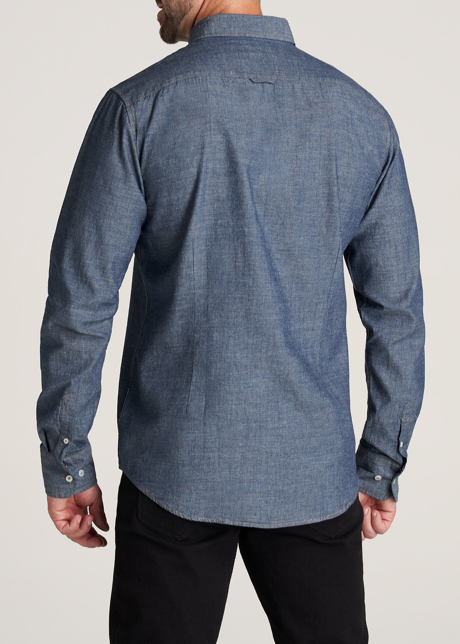    American-Tall-Men-Chambray-ButtonDown-Shirt-MediumChambray-back