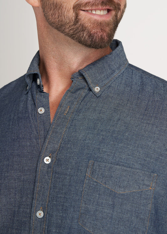   American-Tall-Men-Chambray-ButtonDown-Shirt-MediumChambray-detail