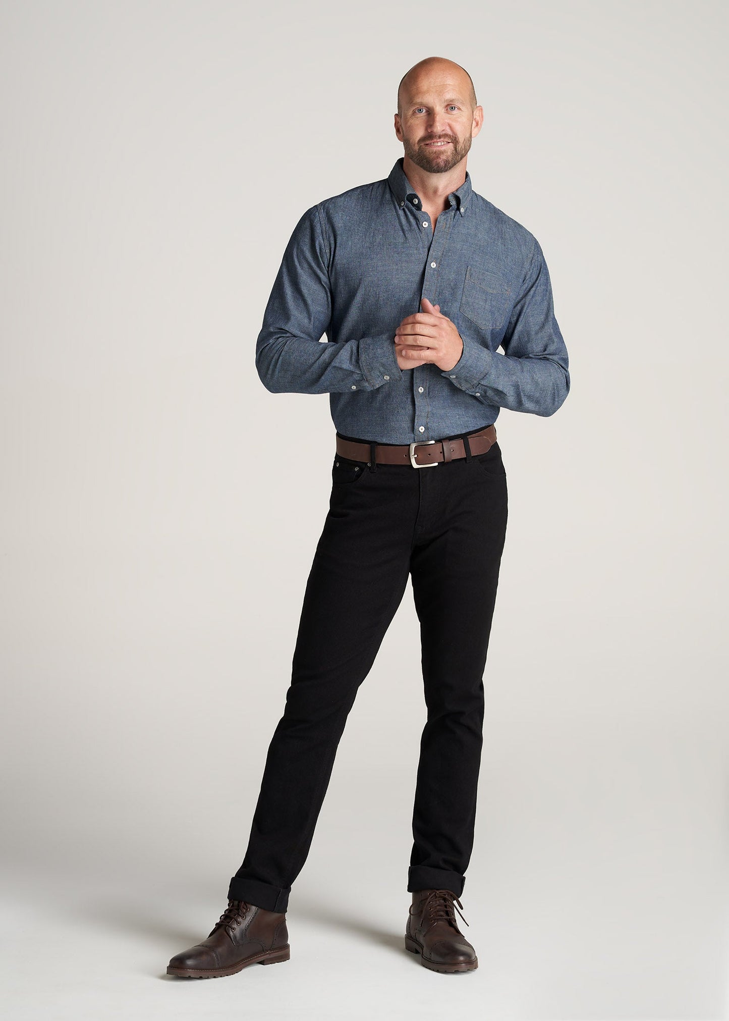     American-Tall-Men-Chambray-ButtonDown-Shirt-MediumChambray-full
