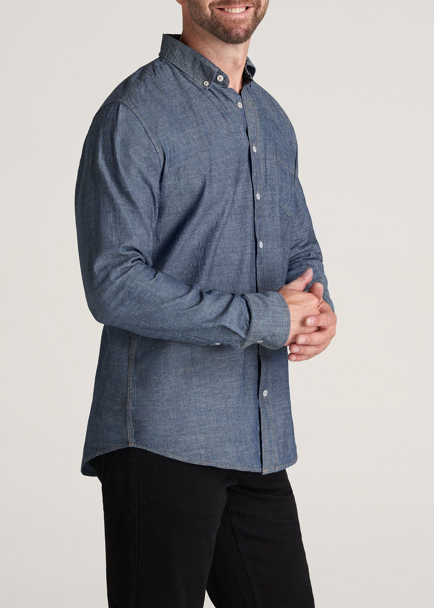       American-Tall-Men-Chambray-ButtonDown-Shirt-MediumChambray-side