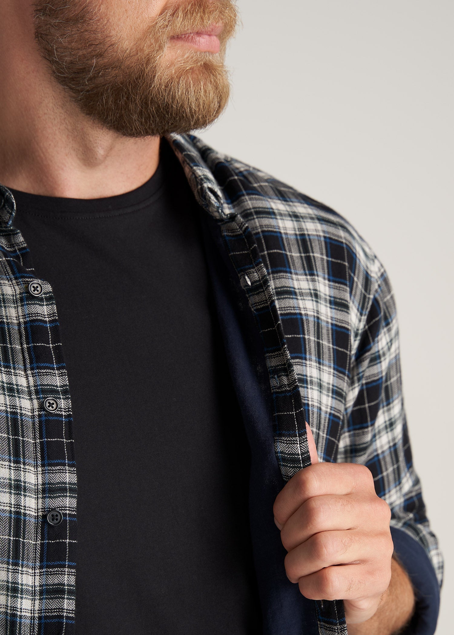     American-Tall-Men-DoubleWeave-Shirt-BlackNatural-detail