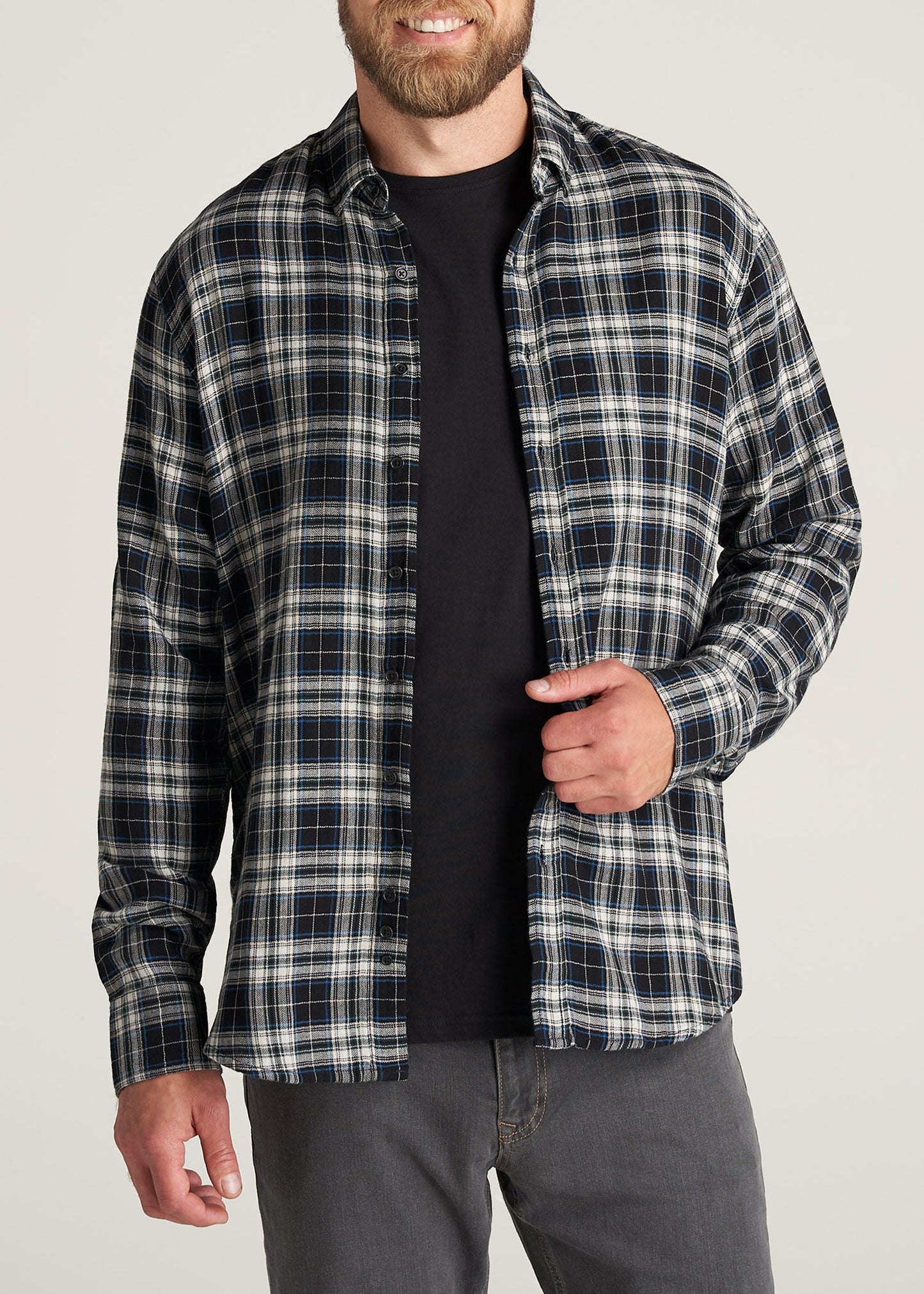     American-Tall-Men-DoubleWeave-Shirt-BlackNatural-front