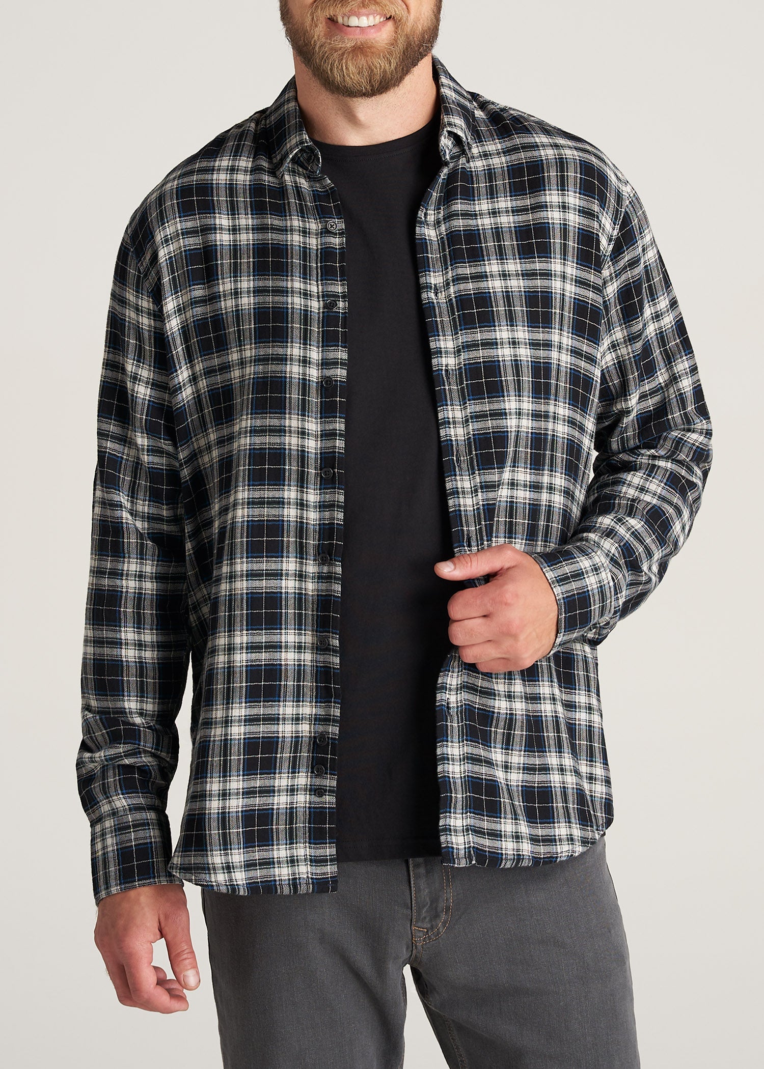     American-Tall-Men-DoubleWeave-Shirt-BlackNatural-front