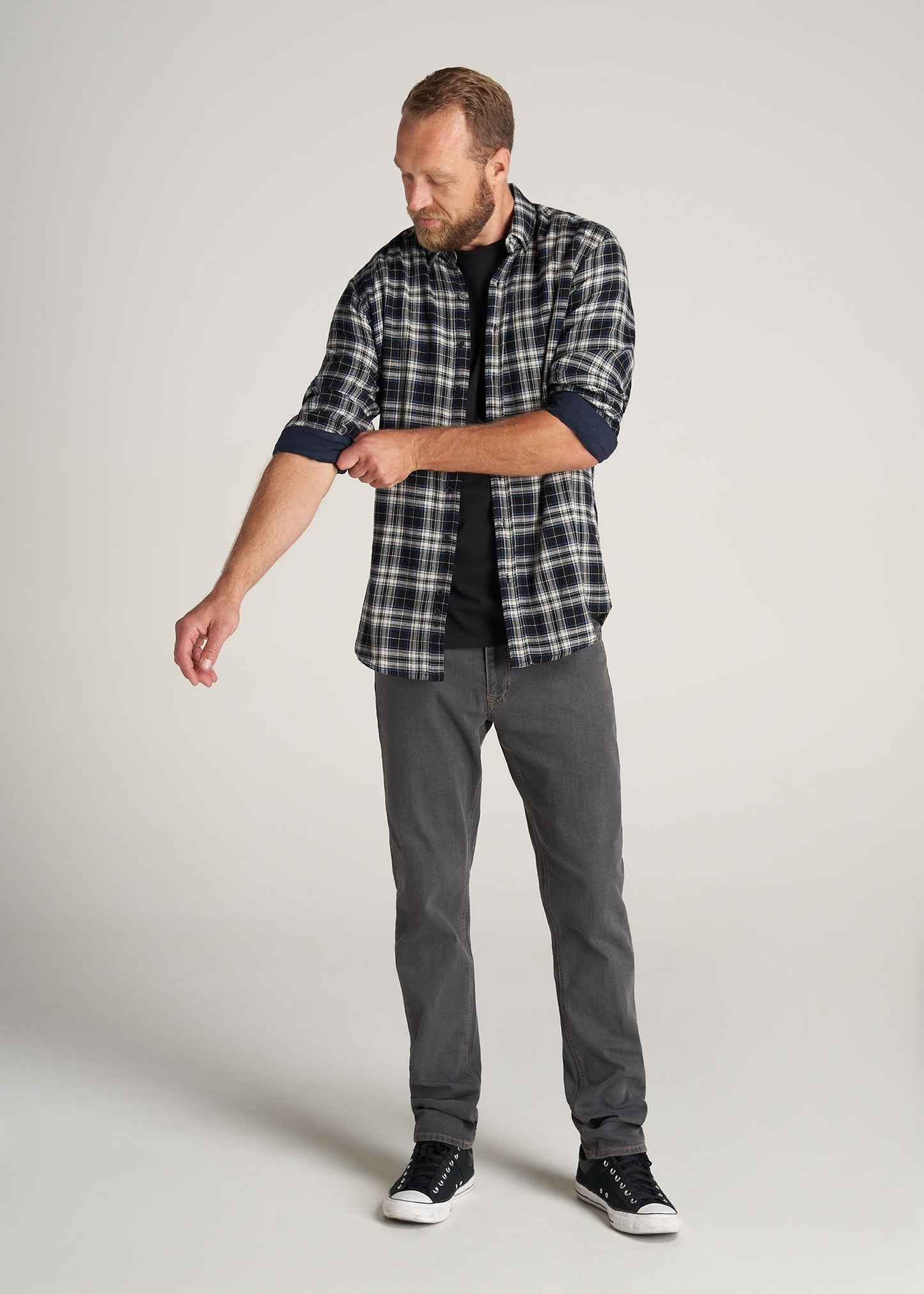    American-Tall-Men-DoubleWeave-Shirt-BlackNatural-full