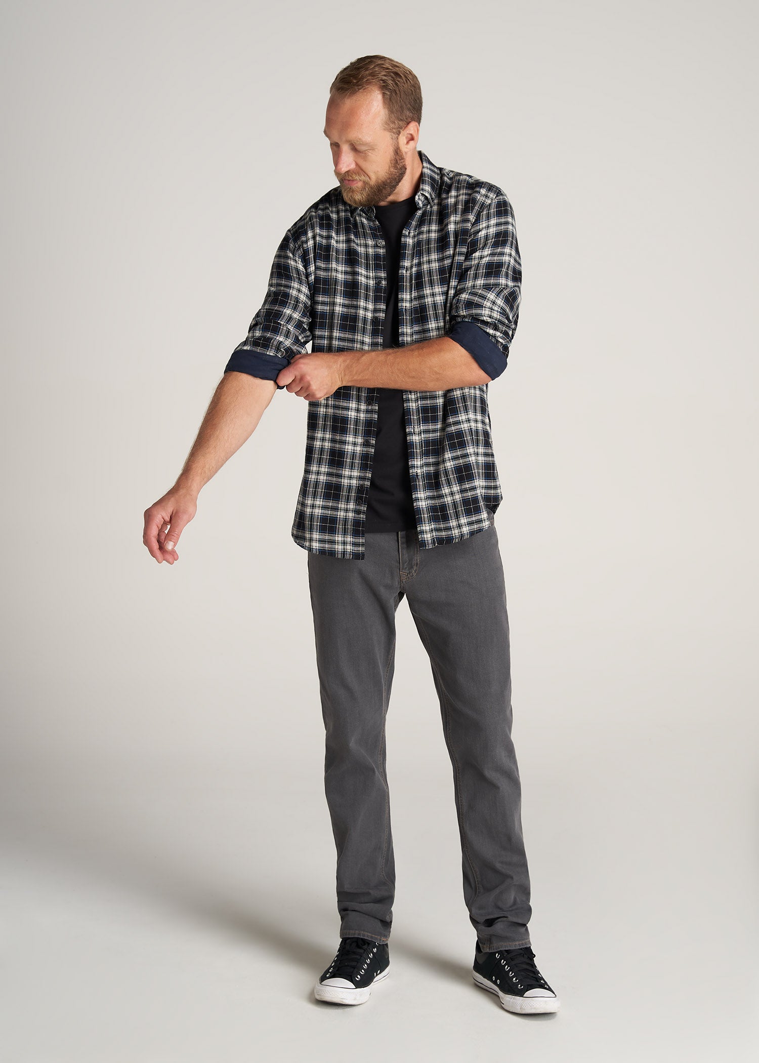   American-Tall-Men-DoubleWeave-Shirt-BlackNatural-full
