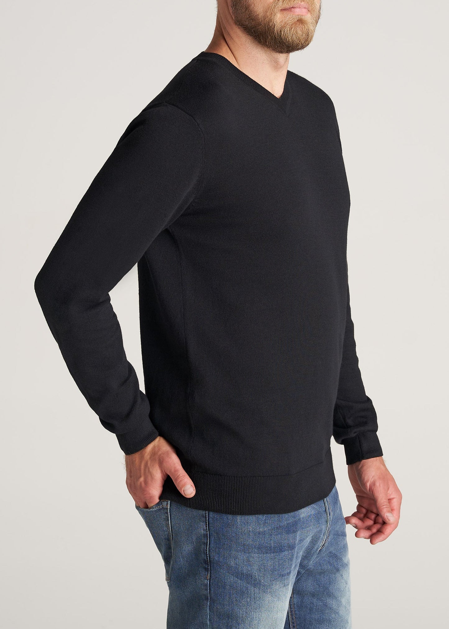     American-Tall-Men-EveryDay-VNeck-Sweater-Black-side