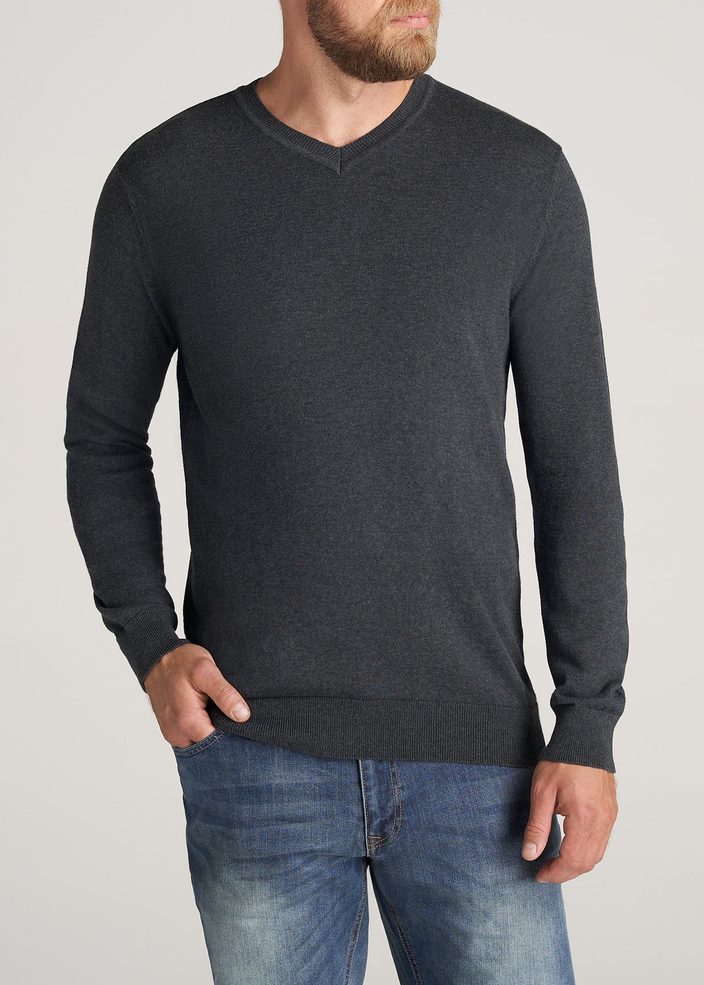    American-Tall-Men-EveryDay-VNeck-Sweater-CharcoalMix-front