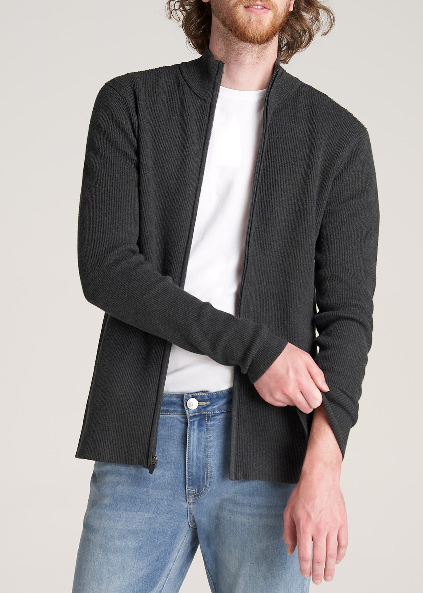 American-Tall-Men-FullZip-Sweater-CharcoalMix-front