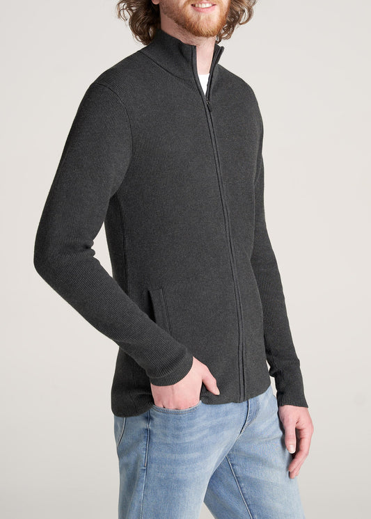 American-Tall-Men-FullZip-Sweater-CharcoalMix-side