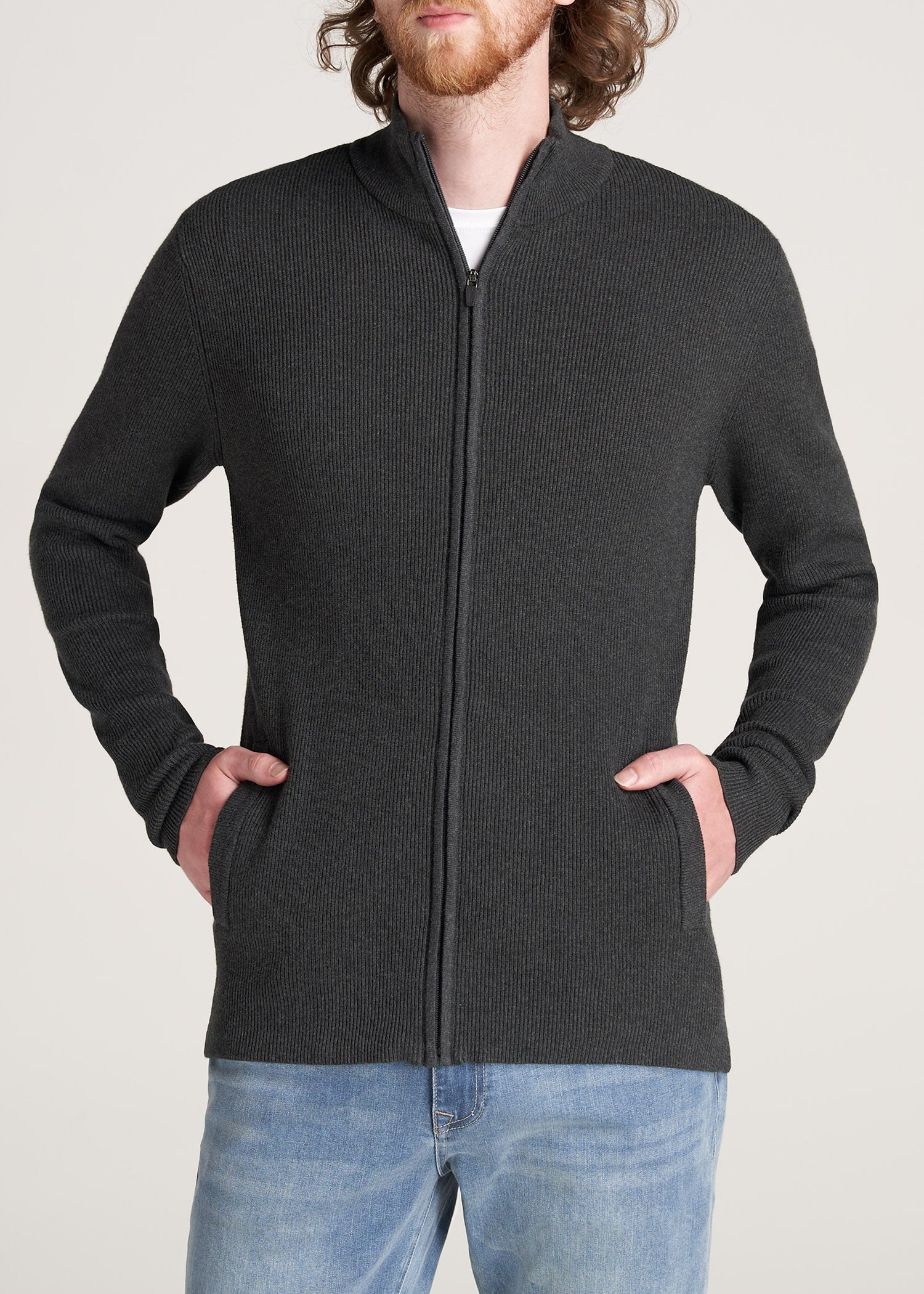American-Tall-Men-FullZip-Sweater-CharcoalMix-zipped