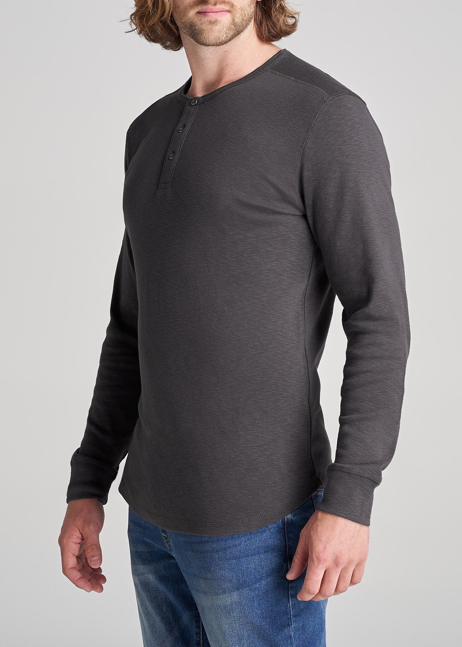 American-Tall-Men-Heavy-LongSleeve-Slub-Henley-Charcoal-side