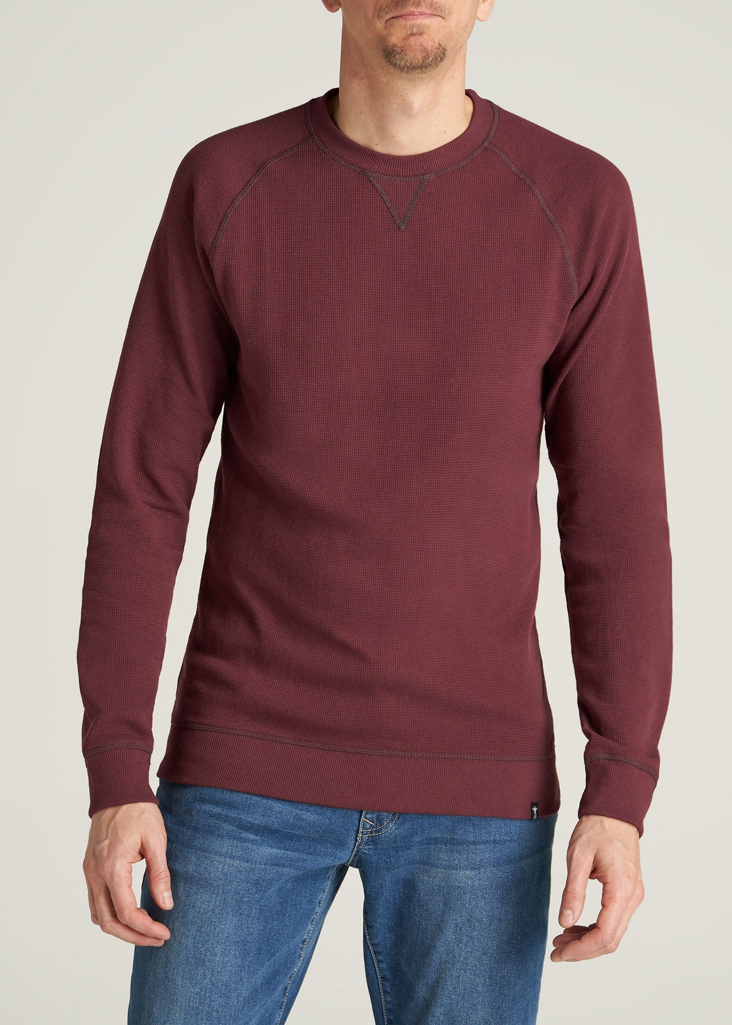       American-Tall-Men-HeavyThermal-Raglan-LongSleeve-GarnetRed-front