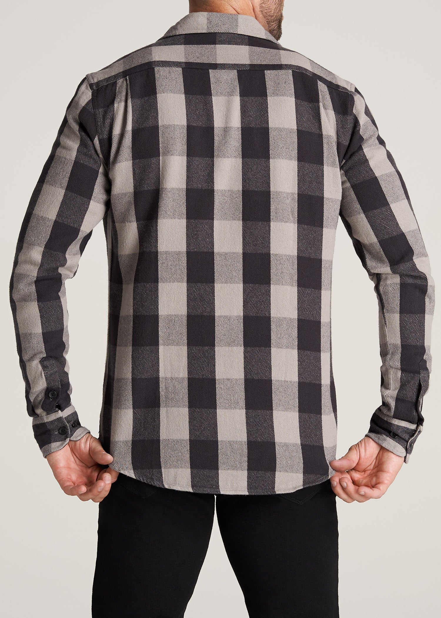    American-Tall-Men-LJ-Heavy-Twill-Shirt-BlackGreyPlaid-back
