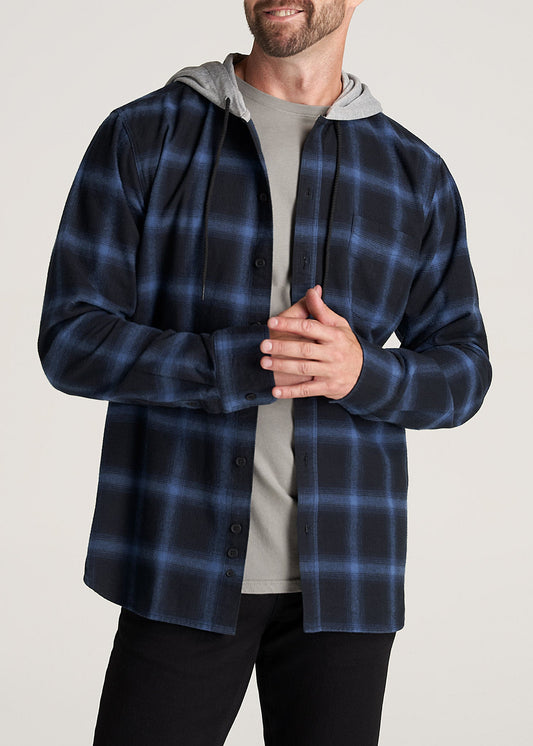     American-Tall-Men-LJ-Hooded-FlannelShirt-BlackMediumBluePlaid-front
