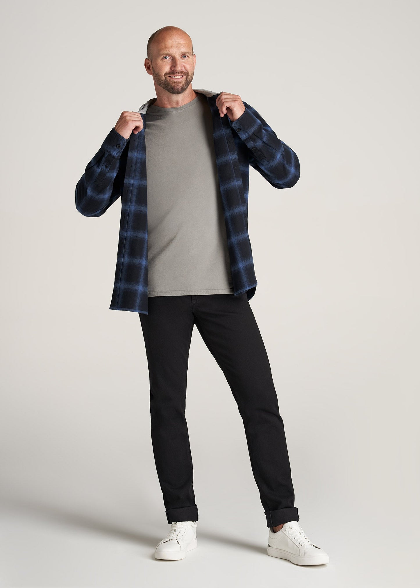     American-Tall-Men-LJ-Hooded-FlannelShirt-BlackMediumBluePlaid-full