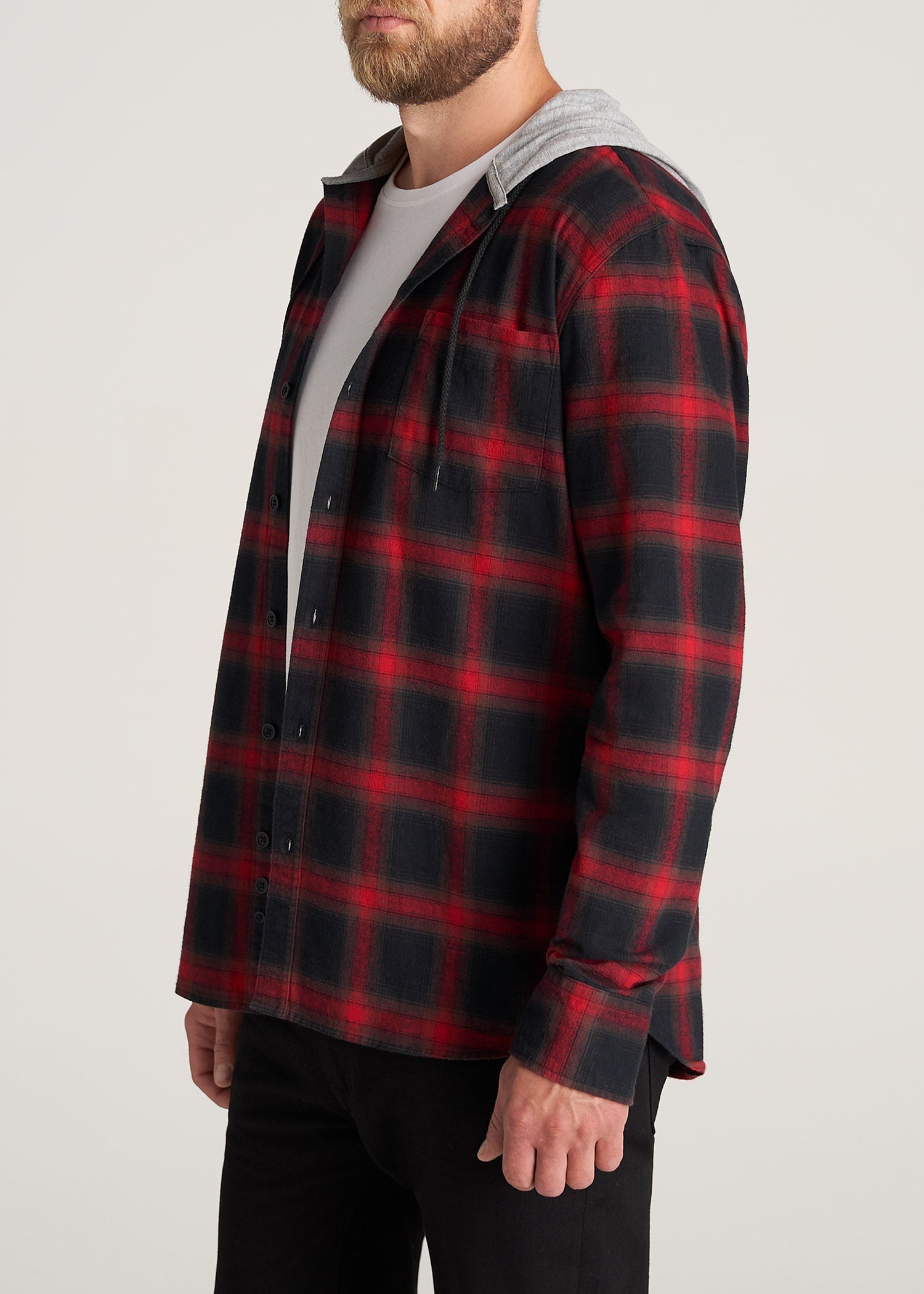     American-Tall-Men-LJ-Hooded-FlannelShirt-BlackRedPlaid-side