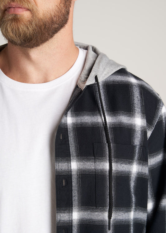    American-Tall-Men-LJ-Hooded-FlannelShirt-BlackWhitePlaid-detail