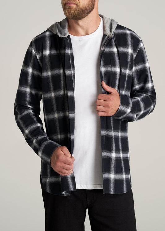     American-Tall-Men-LJ-Hooded-FlannelShirt-BlackWhitePlaid-front