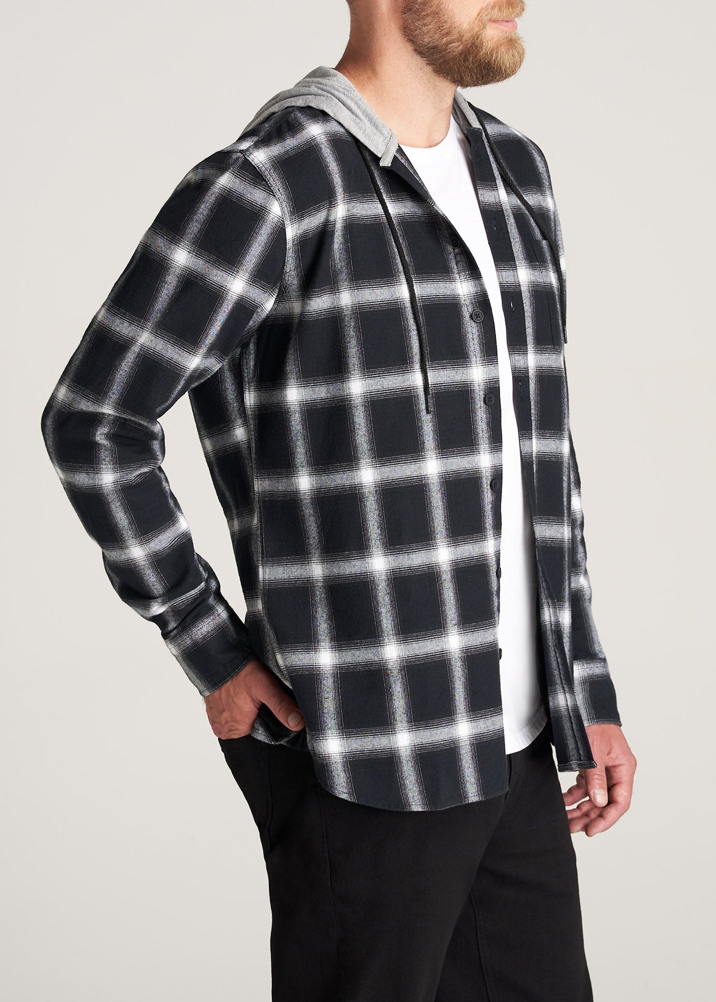     American-Tall-Men-LJ-Hooded-FlannelShirt-BlackWhitePlaid-side